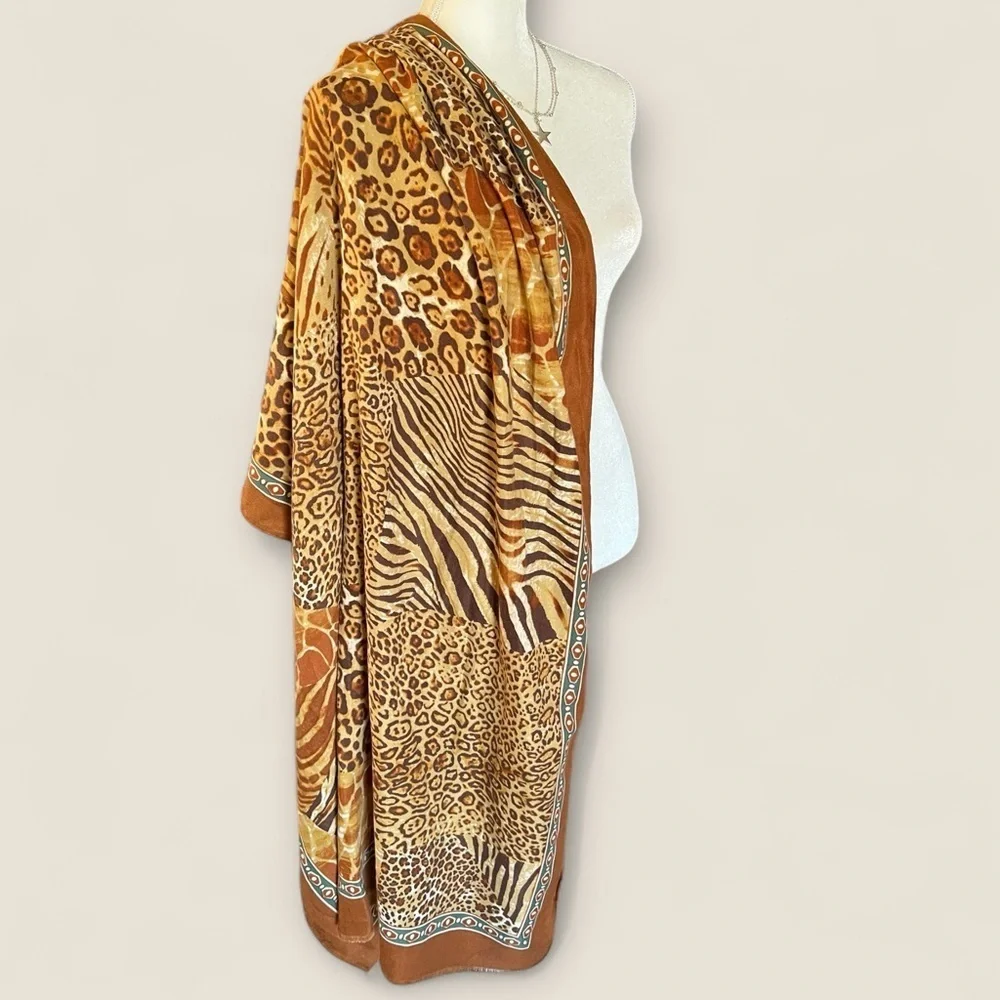 Leopard Print Scarf in Brown and Tan